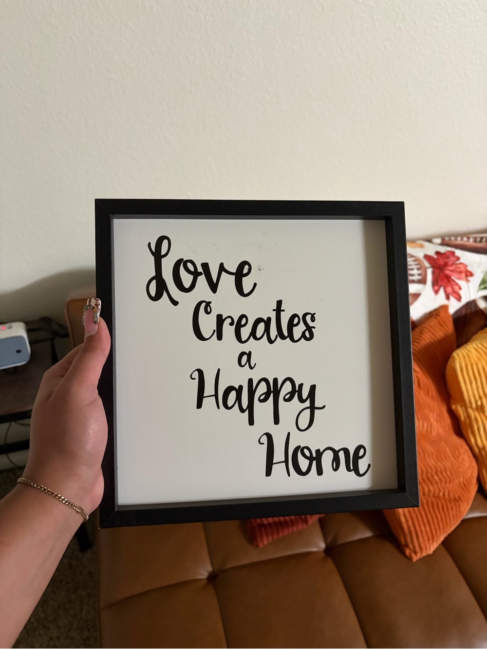 Framed "Love Creates a Happy Home" Wall Sign - Black